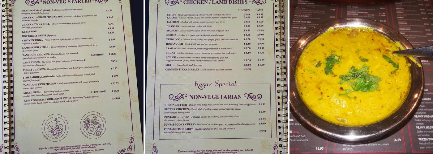 KESAR PUNJABI RESTAURANT Menu