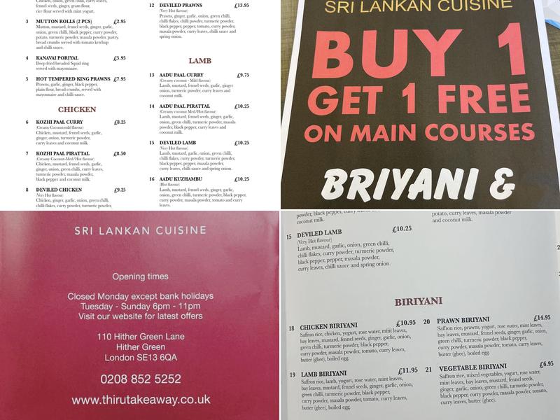 Thiru srilankan cuisine Menu