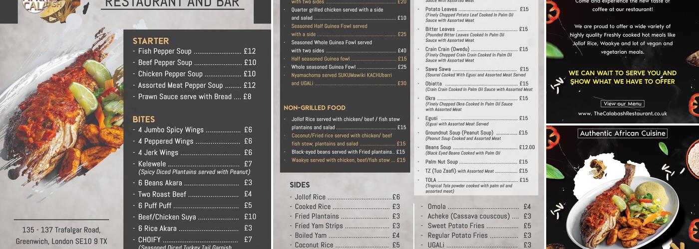 The Calabash Restaurant & Bar Menu