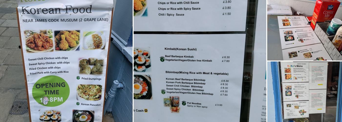 Koko Korean Food Menu