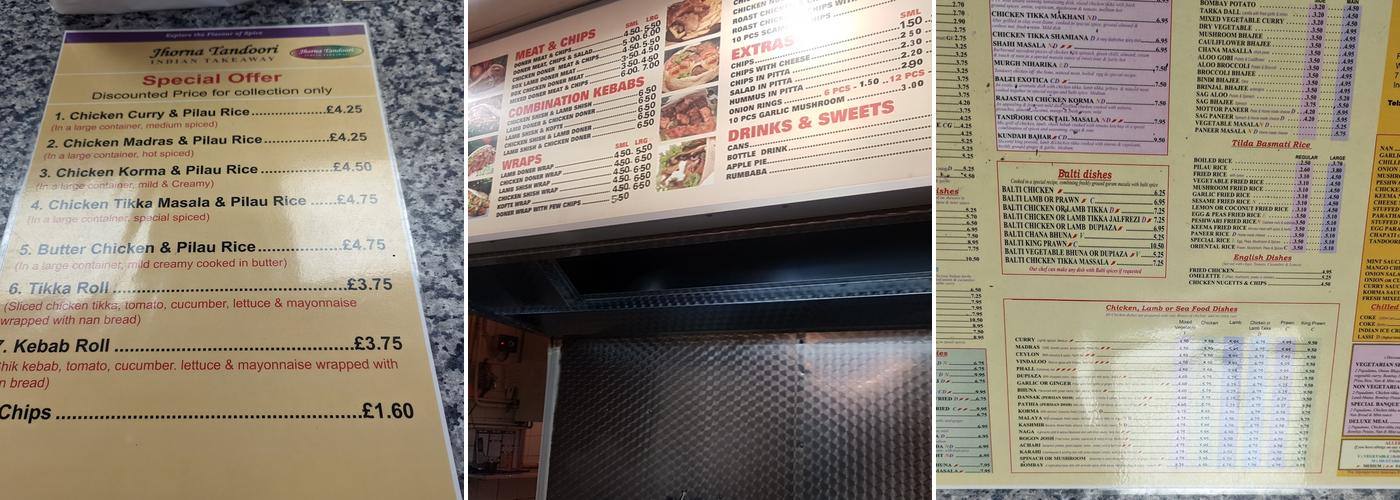 Jhorna Tandoori Menu