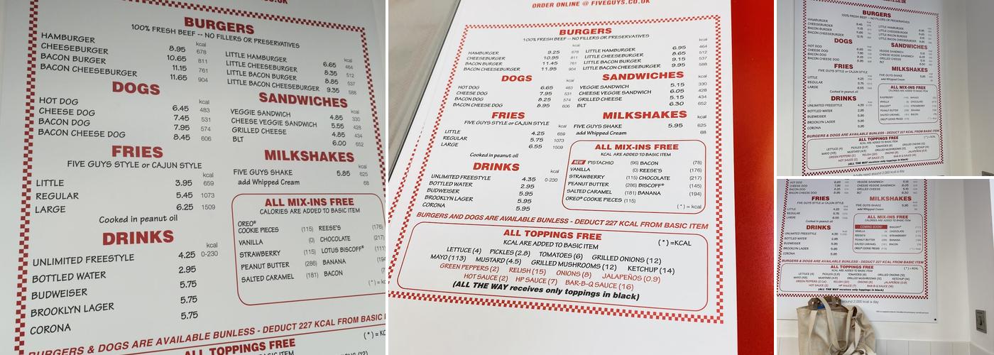 Five Guys Windsor Menu