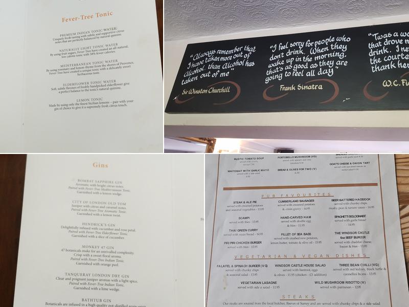 The Windsor Castle Menu