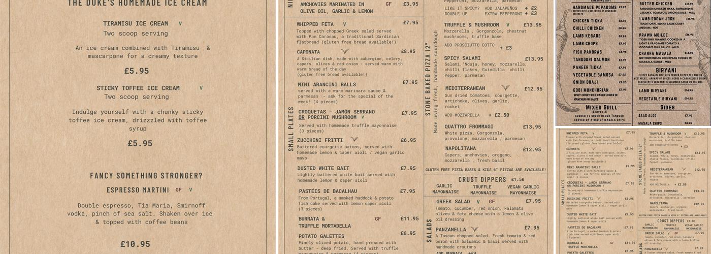 The Duke of Connaught Menu