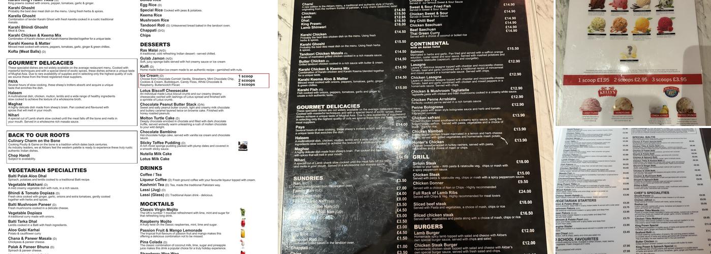 Akbar's Restaurant Menu