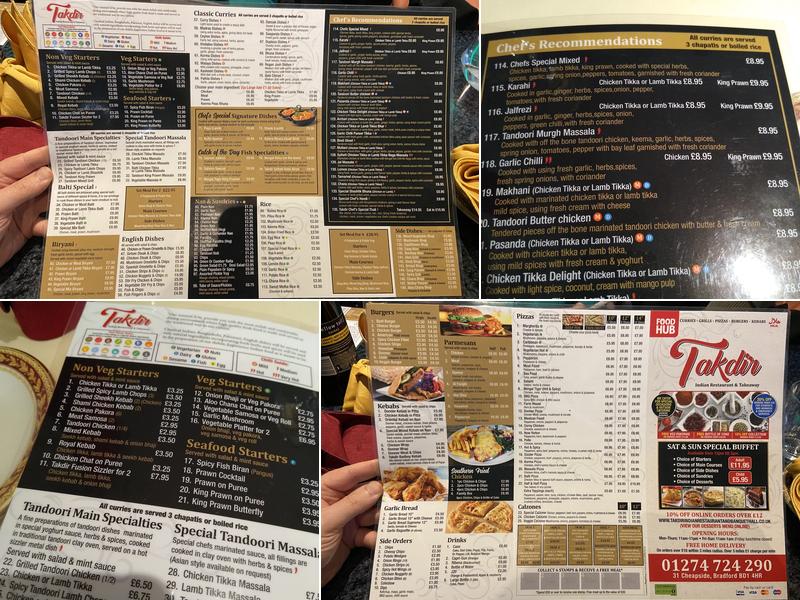 Takdir Indian Restaurant & Banquet Hall Menu