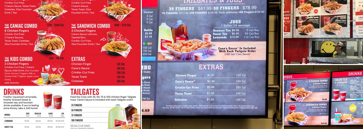 Raising Cane's Chicken Fingers Menu
