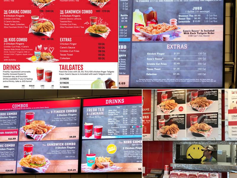Raising Cane's Chicken Fingers Menu