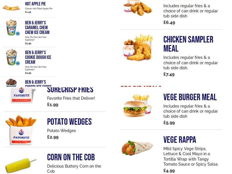 Favorite Chicken & Ribs Corby Menu