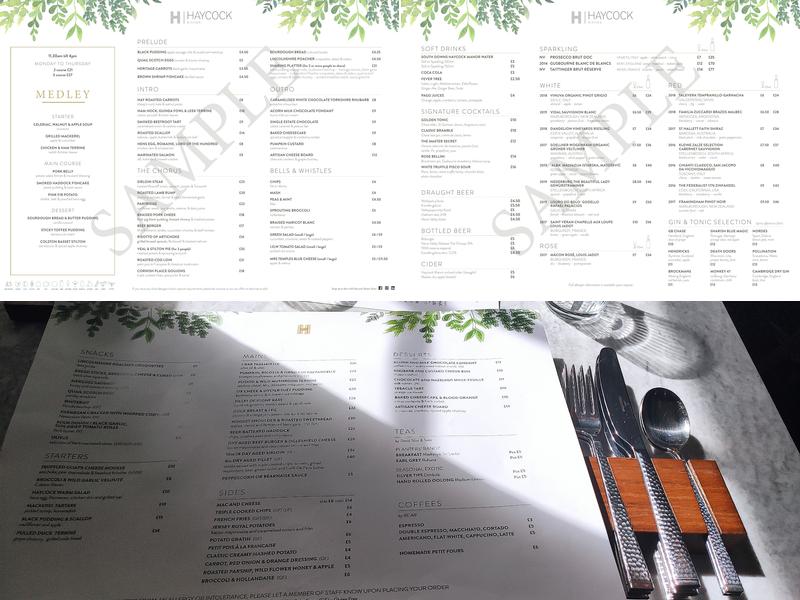 Haycock Kitchen Menu