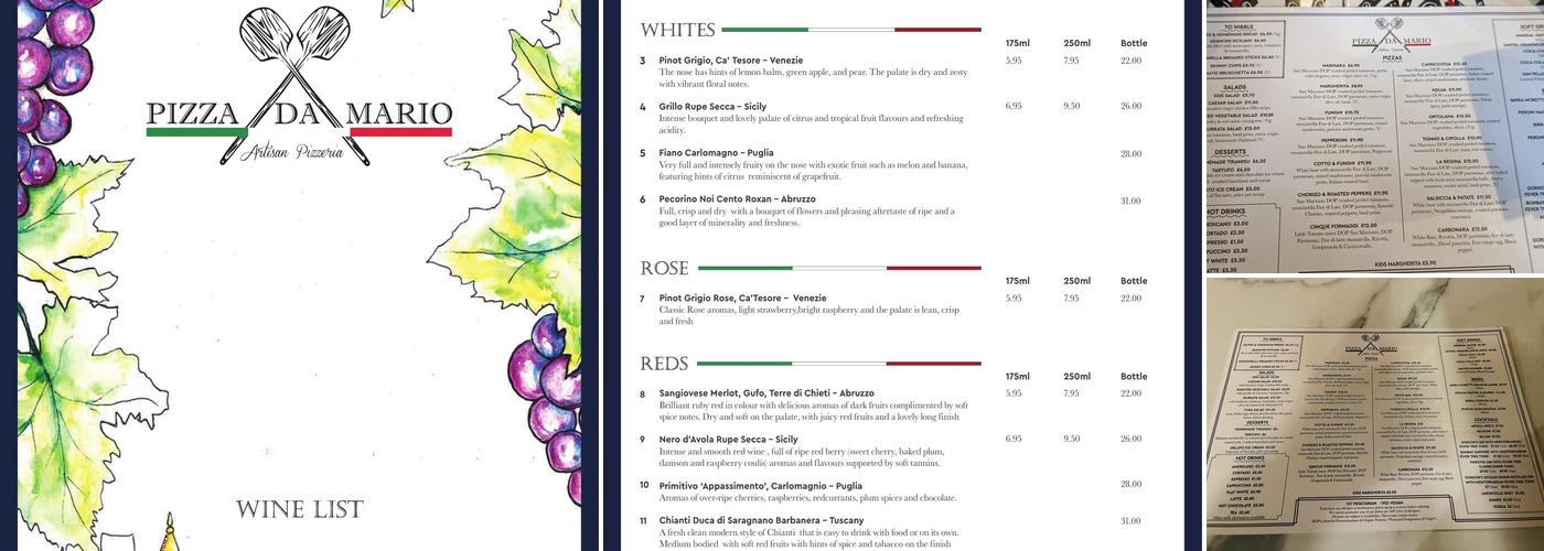 Pizza Da Mario Menu