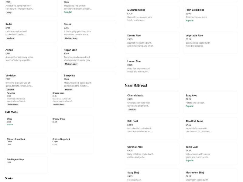 Namaste Gurkha Menu