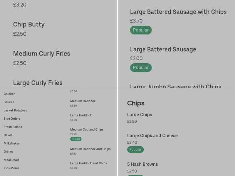 Corner Chippy Menu