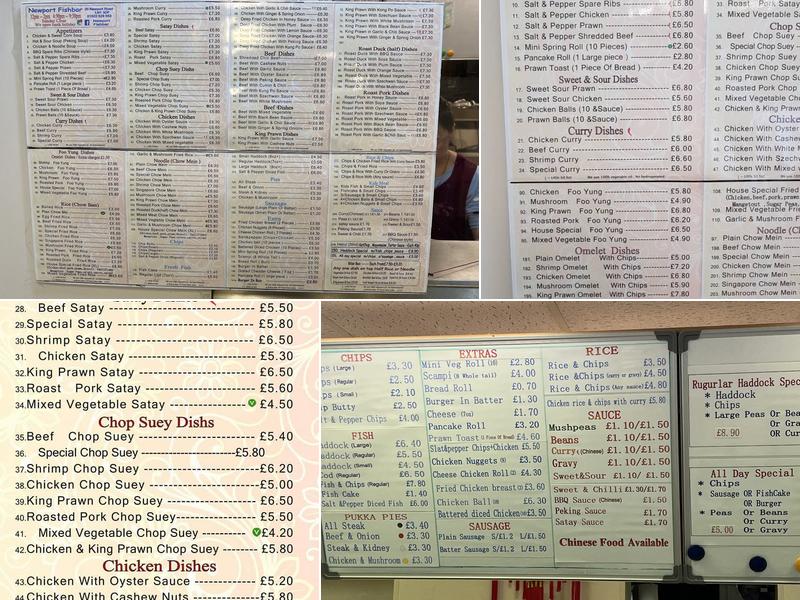Newport Fish Bar and Chinese takeaway Menu