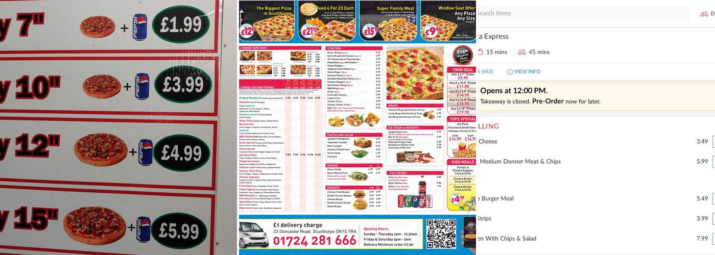 Tops Pizza Express Menu
