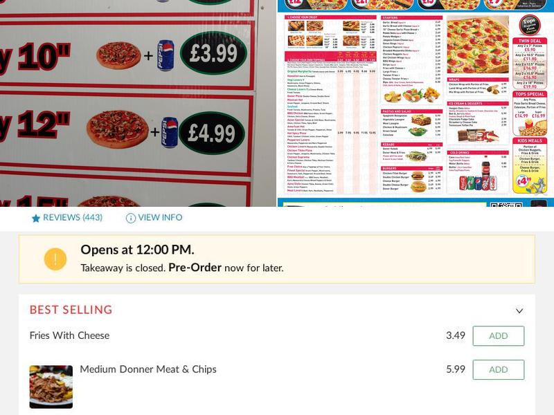 Tops Pizza Express Menu