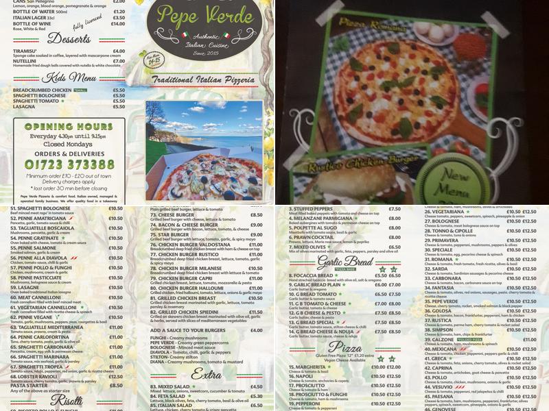 Pepe Verde Menu