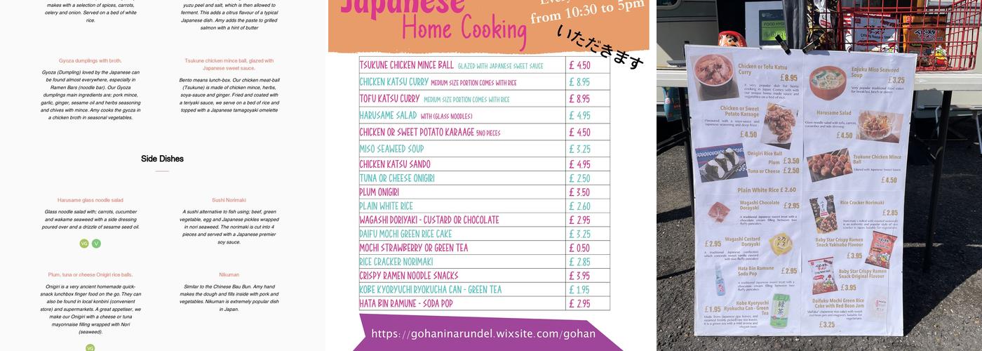 Gohan in Arundel Menu