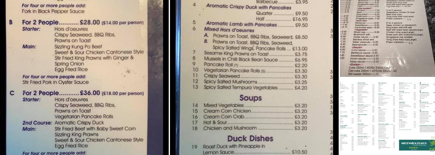 Millennium Dragon Menu