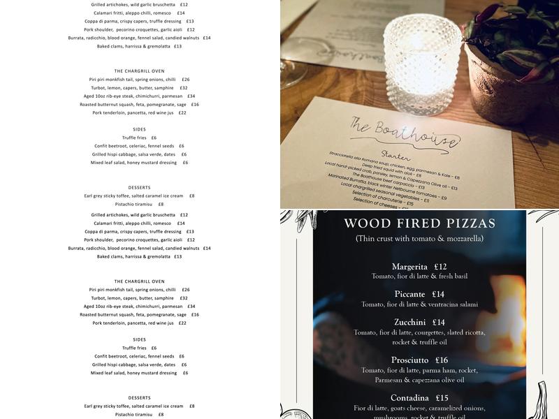 The Boathouse Amberley Menu