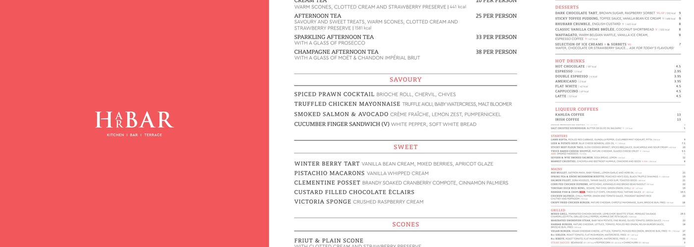 HarBAR Kitchen, Bar & Terrace Menu