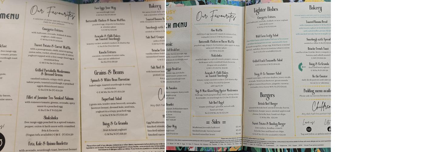Daisy & Co Menu