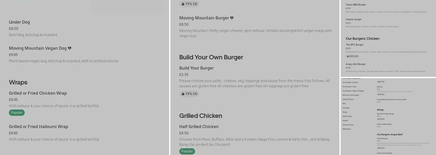 Rack & Bone Dunstable Menu