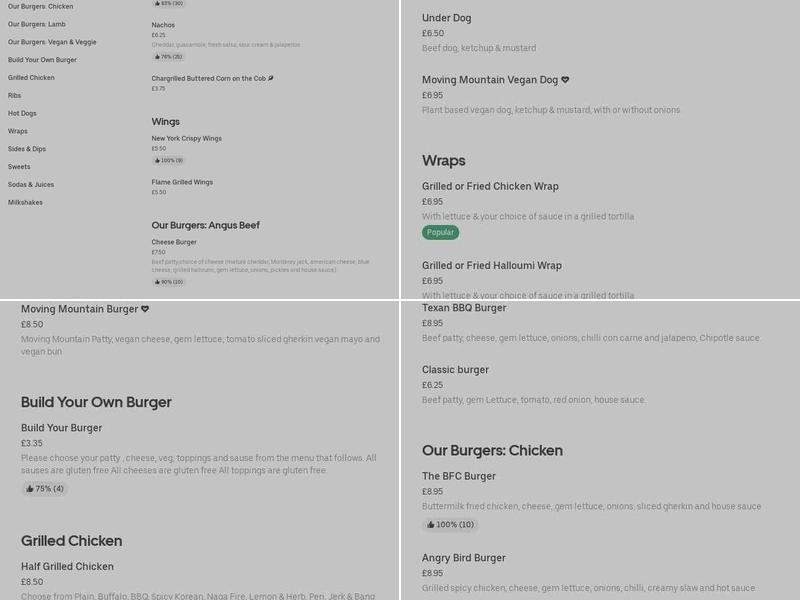 Rack & Bone Dunstable Menu