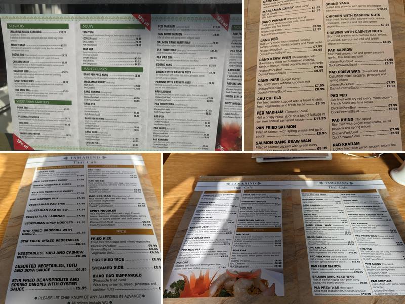 Tamarind Thai Cafe Menu