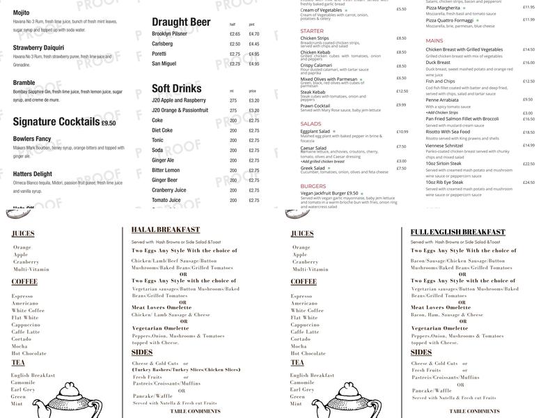 Hatmakers Restaurant Menu