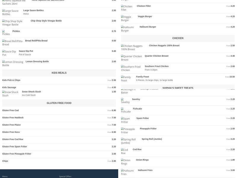 Barton's Fish & Chips Menu