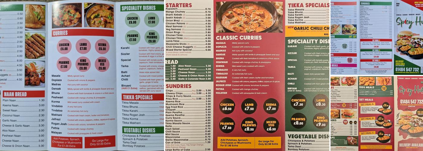 Spicy Hut Menu