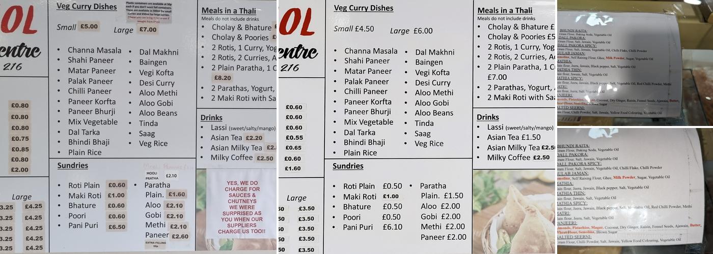 Anmol Sweet Centre Menu
