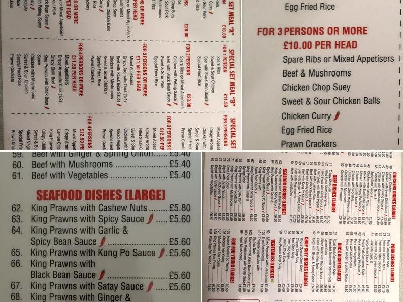 Pang's Cantonese Takeaway Menu