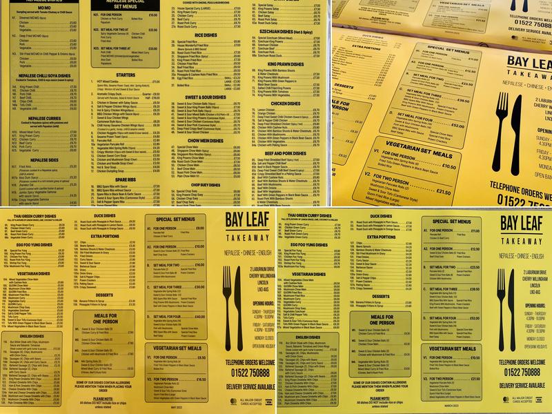 Bay Leaf Menu