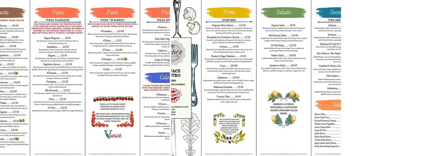 Vivace Bistro Menu