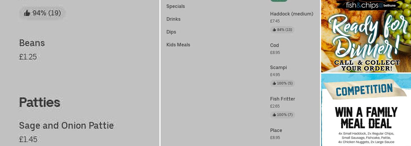 Fish & Chips @ Bethune Menu