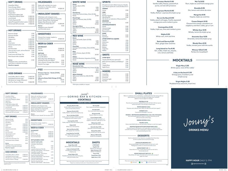 Jonny's Menu