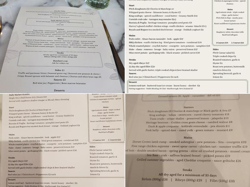 PITCH Restaurant Menu