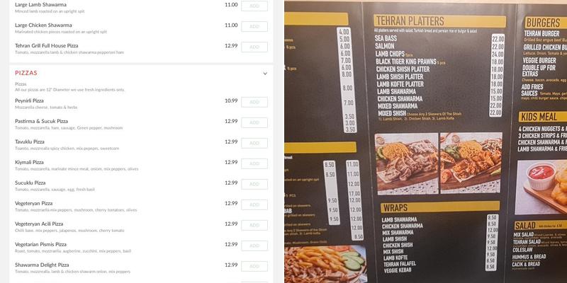 Weybridge Grill Menu