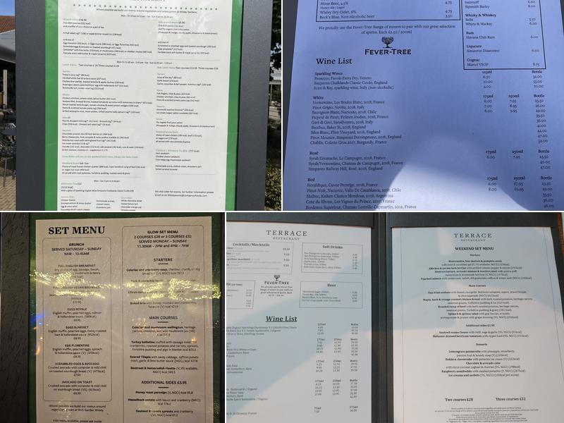 The Terrace Restaurant RHS Garden Wisley Menu