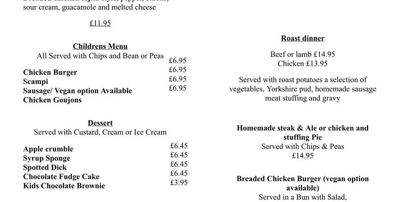 The Plough Menu