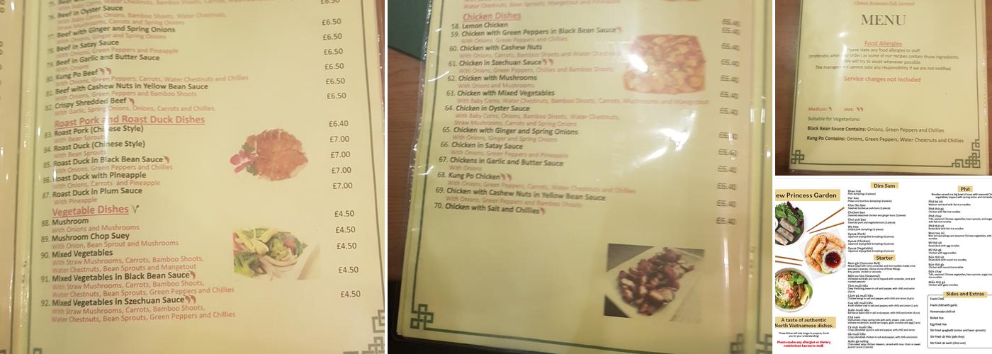 New Princess Garden Menu