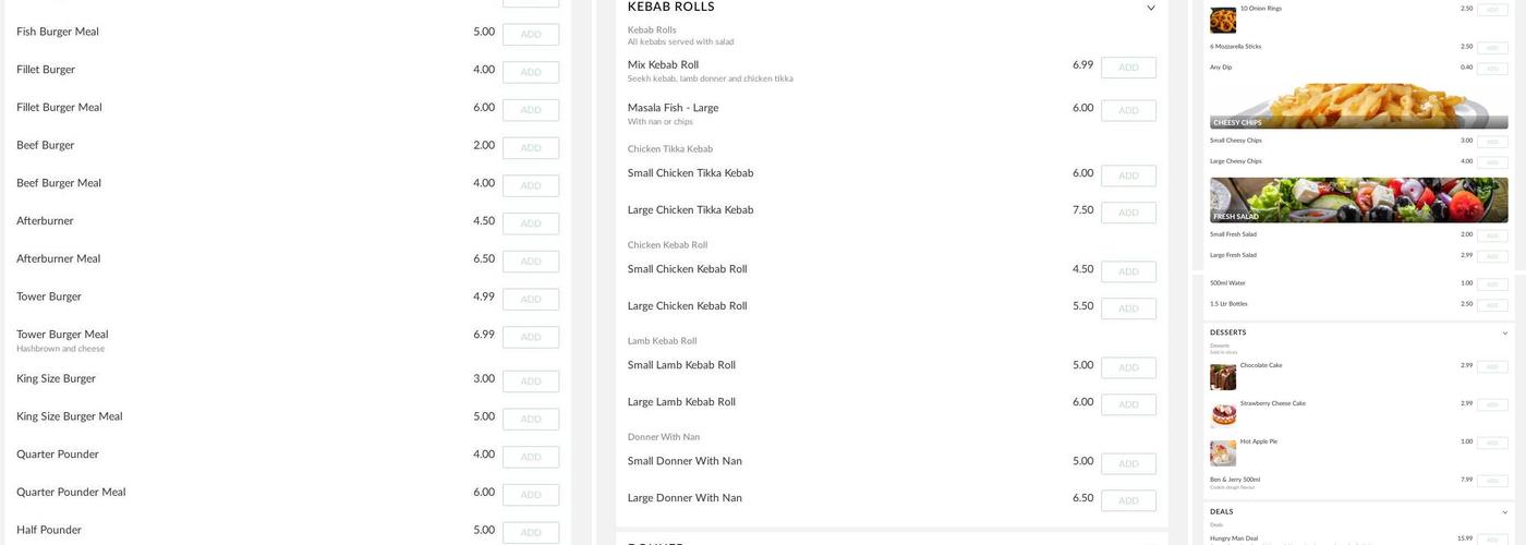 Crispy Chicken & Pizza Menu