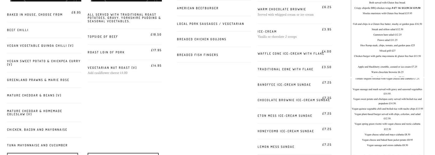 The Fox & Hounds Menu