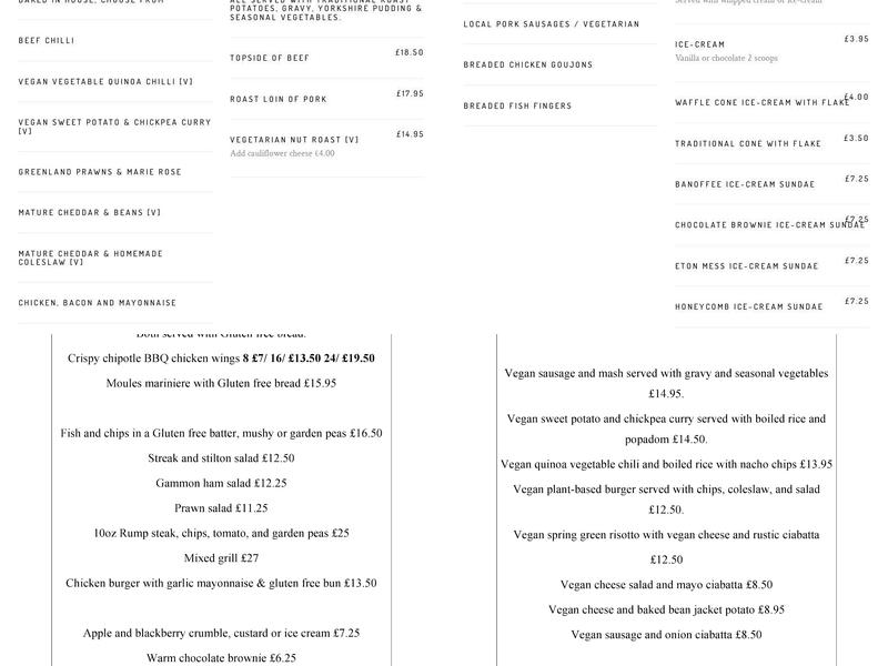 The Fox & Hounds Menu