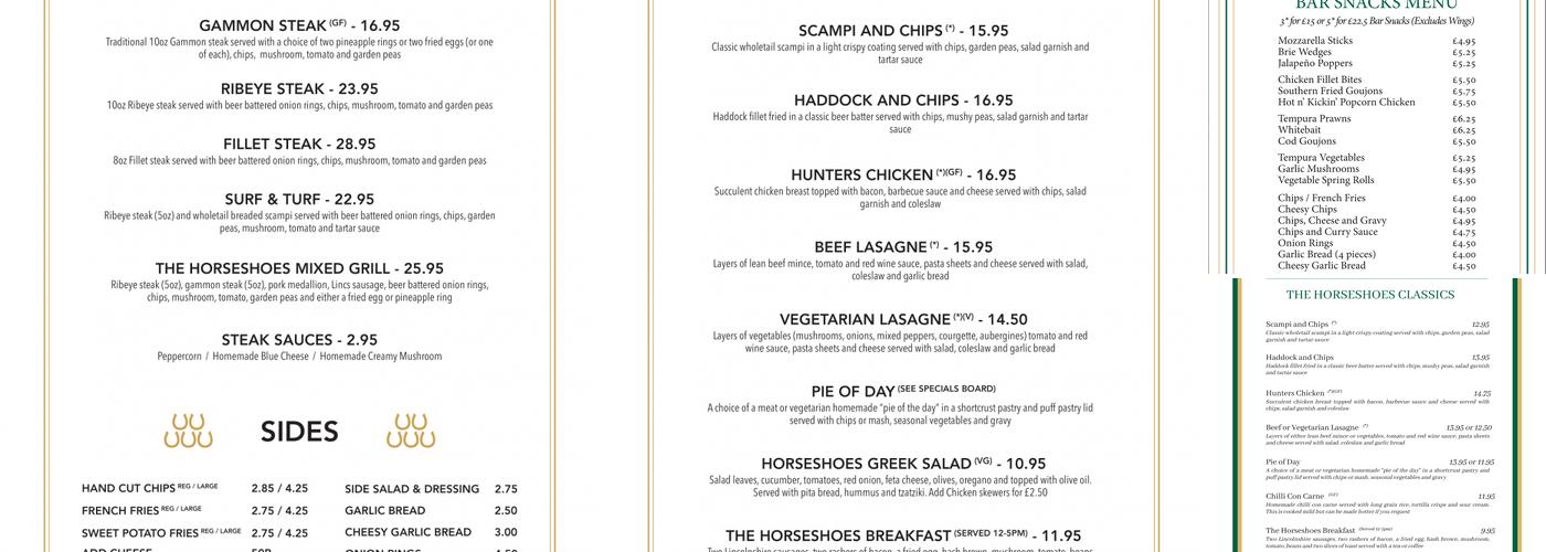 The Horseshoes Menu