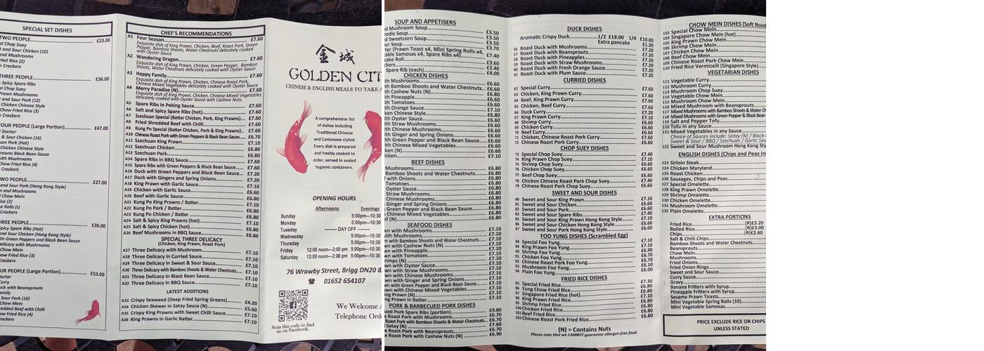 Golden City Menu