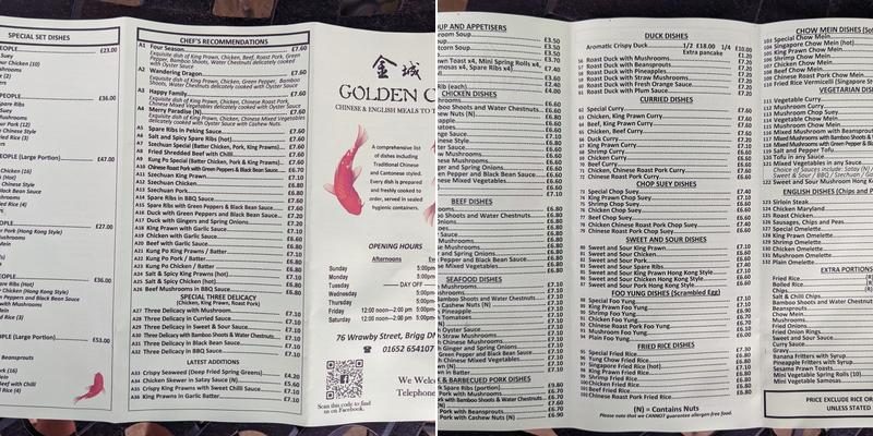 Golden City Menu