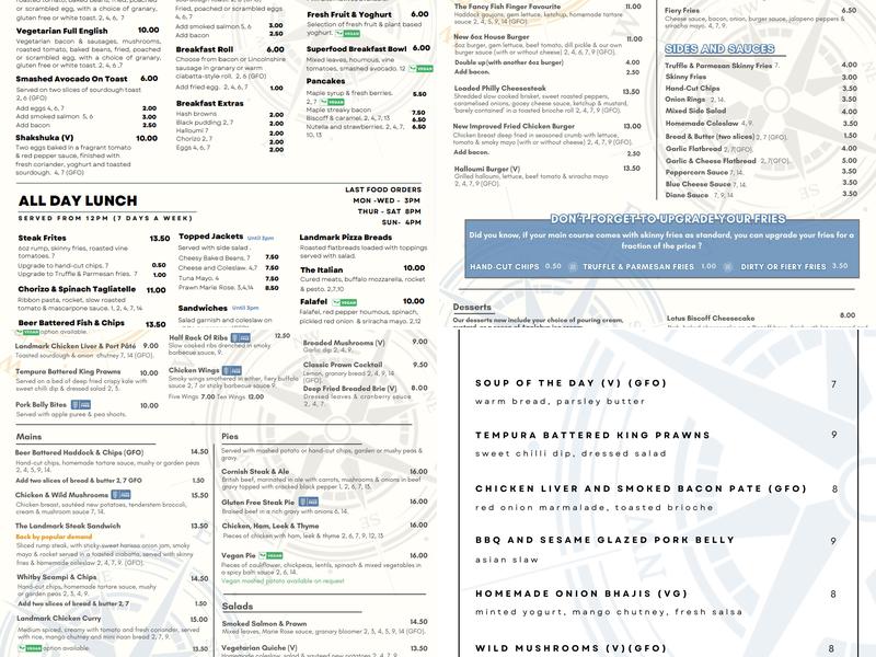 Landmark Café and Restaurant Menu
